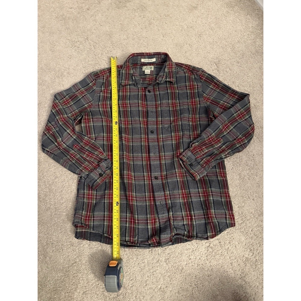 L.L.Bean Mens‎ L Plaid Flannel Shirt Slightly Fitted Red Navy Green Cotton